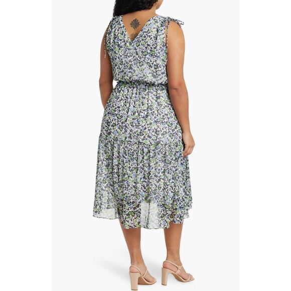 Tommy Hilfiger Floral Tiered Midi Dress in French Blue Multi, Size 2 - Picture 4 of 12